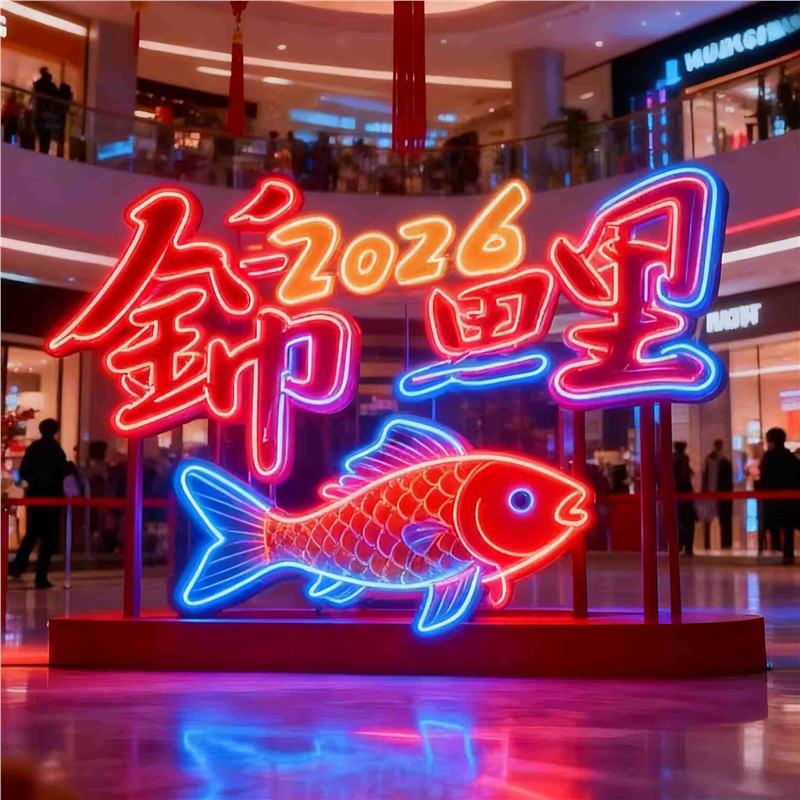 2026新年装饰LED霓虹灯美陈摆件马年春节商场景区打卡点氛围布置