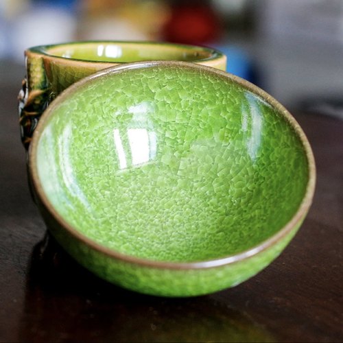 帝王绿建盏冰裂纹茶杯陶瓷主人杯大号柴烧茶杯手工杯功夫茶具