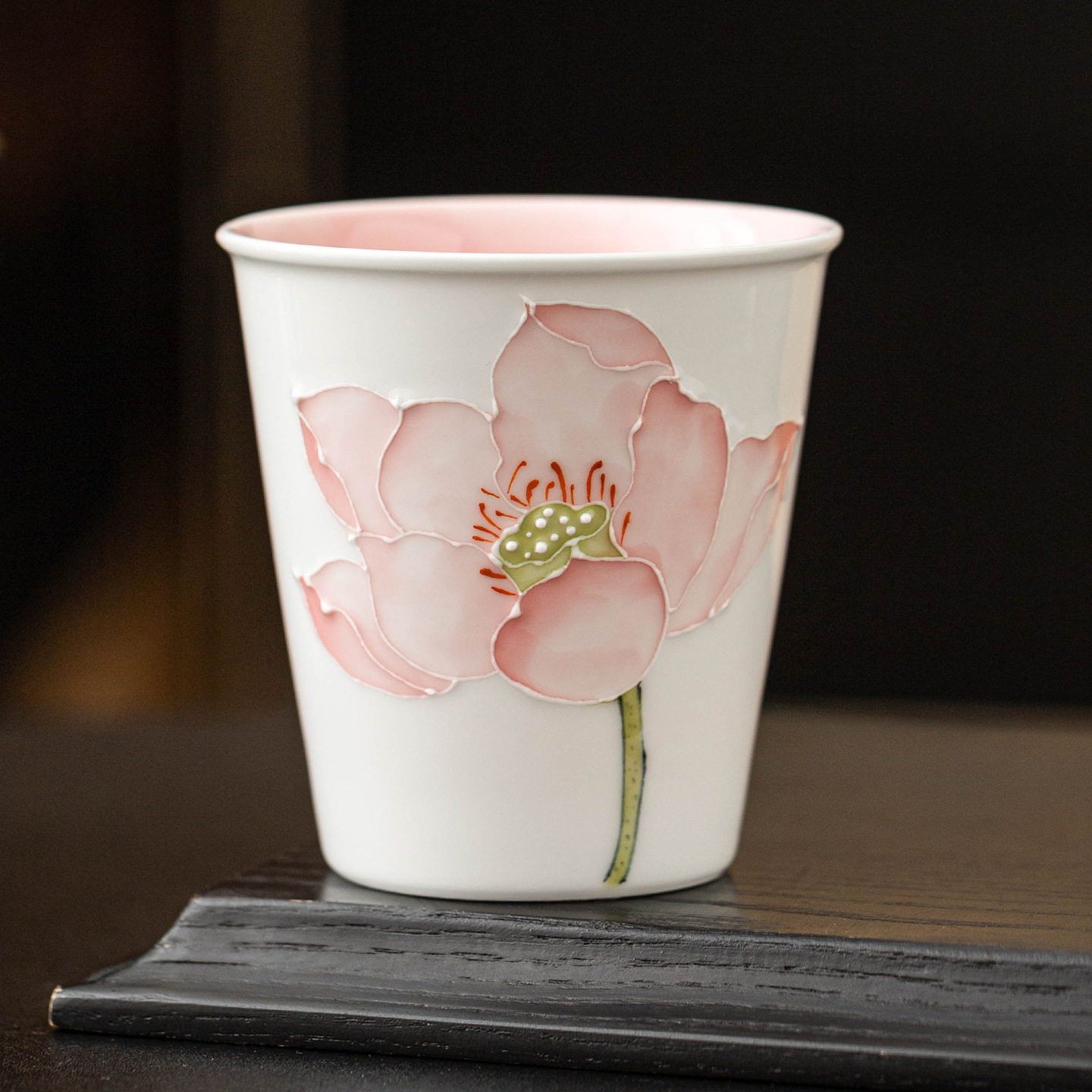 堆绘十二花神主人杯单杯陶瓷茶杯女士个人专用功夫茶具品茗杯水杯