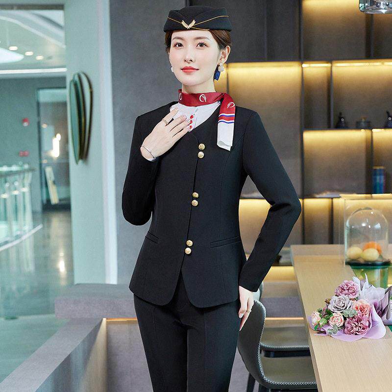 西装职业装女套装裤子春秋冬时尚空姐制服美容师院正装前台服
