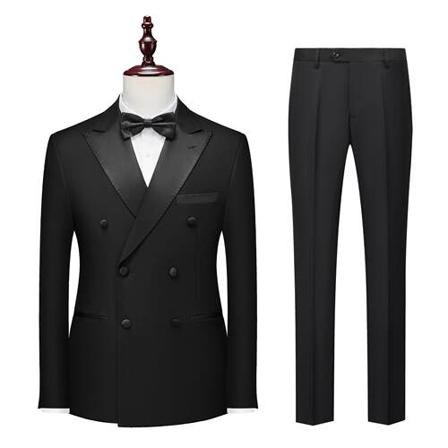 戗驳领双排六粒扣宴会礼服艺考演出合唱西服套装士结婚主持人