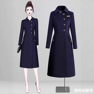 职业毛呢外套女冬季新款加厚保暖置业顾问呢子大衣酒店前台服