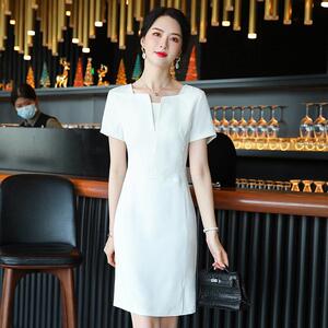 2024新款西装领连衣裙女短袖收腰气质职业连衣裙服显瘦6318