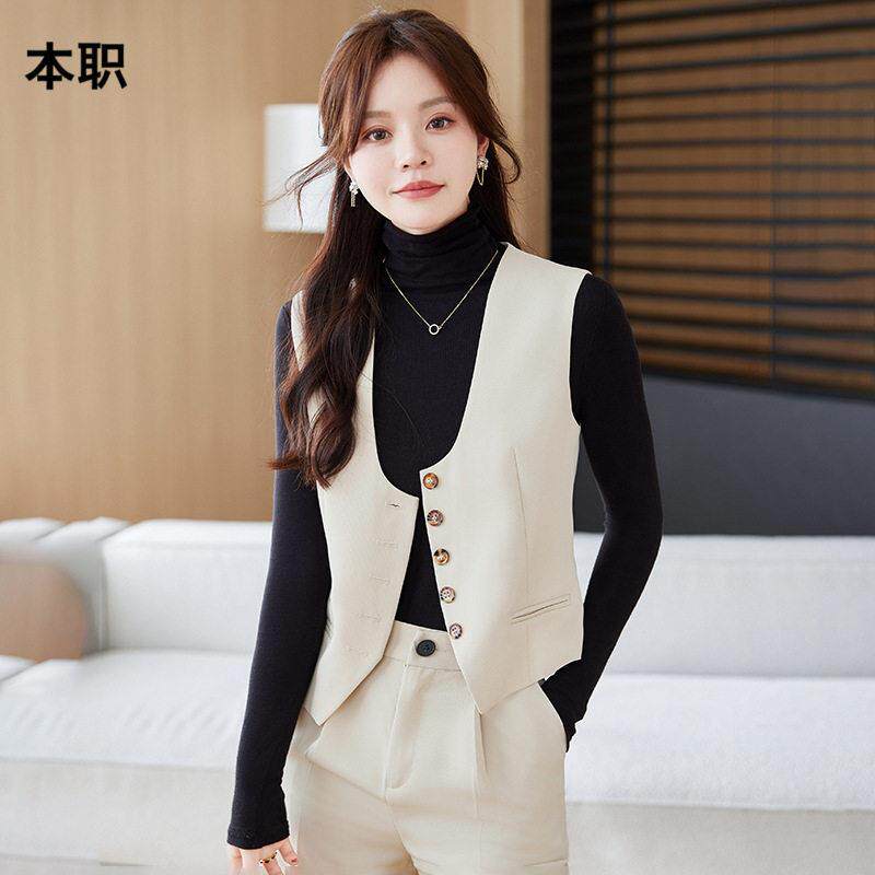 【强设计感】女士职业马甲套装春装套裤背心气质前台正装马夹工装