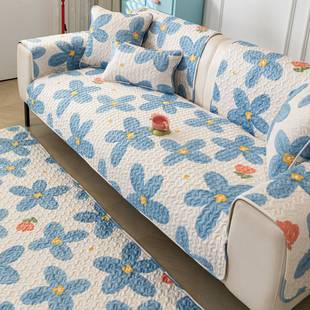 纯棉斜纹面料沙发垫四季通用防滑可机洗加棉加厚靠背巾扶手垫几何