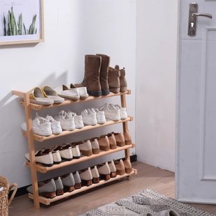 收纳架 架多功能日式 实木放鞋 架简易多层置物架子玄关门口靠墙拖鞋