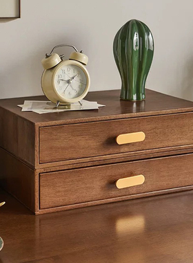 实木桌面多层抽屉式收纳盒家用办公桌杂物文件储物盒电脑增高架子