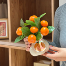 桔子仿真橘子果假花摆设果实玄关摆件餐桌装 饰花乔迁大吉年宵花