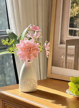 假花仿真花摆设大丽花仿真花束餐桌摆花桌面玄关装饰绢花花艺摆件