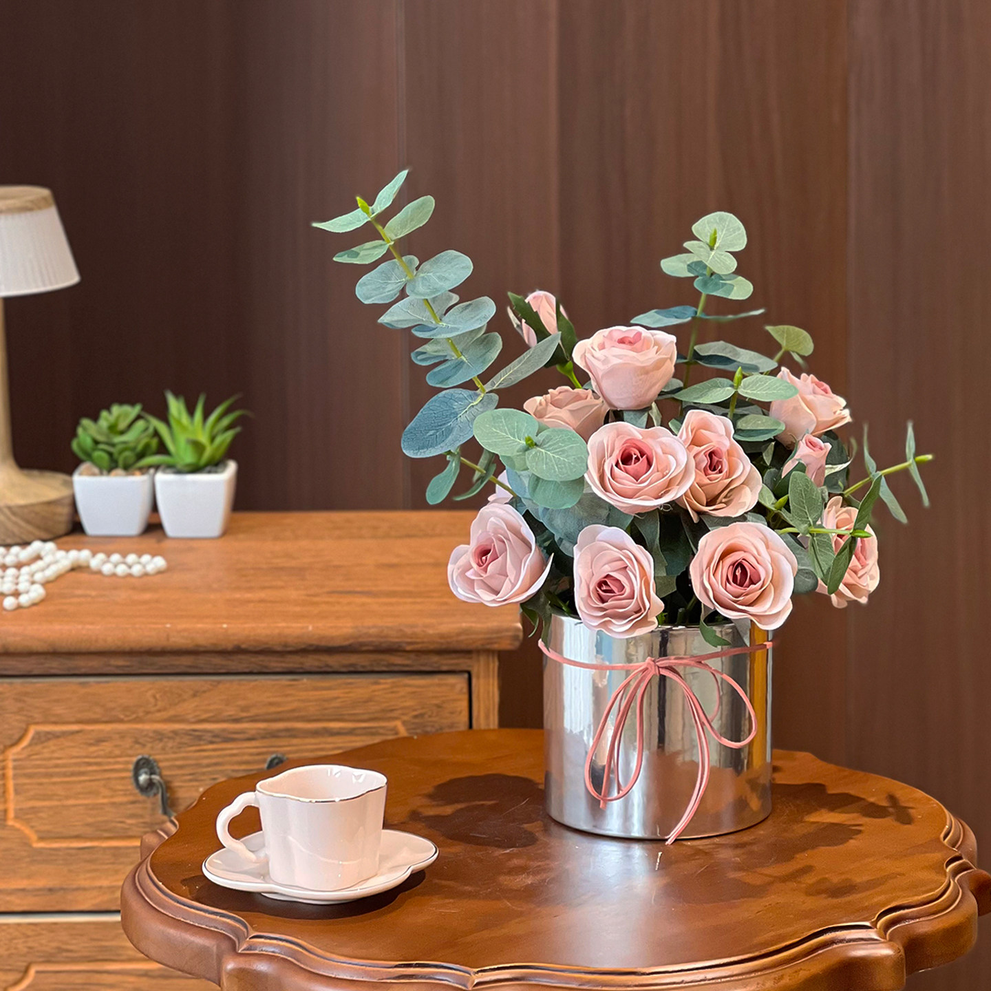 仿真玫瑰花绢花手工DIY抱抱桶生日礼物奶油风装饰花送闺蜜朋友,家居饰品,仿真花/假花,淘宝优惠券,粉丝福利购,淘宝优惠卷