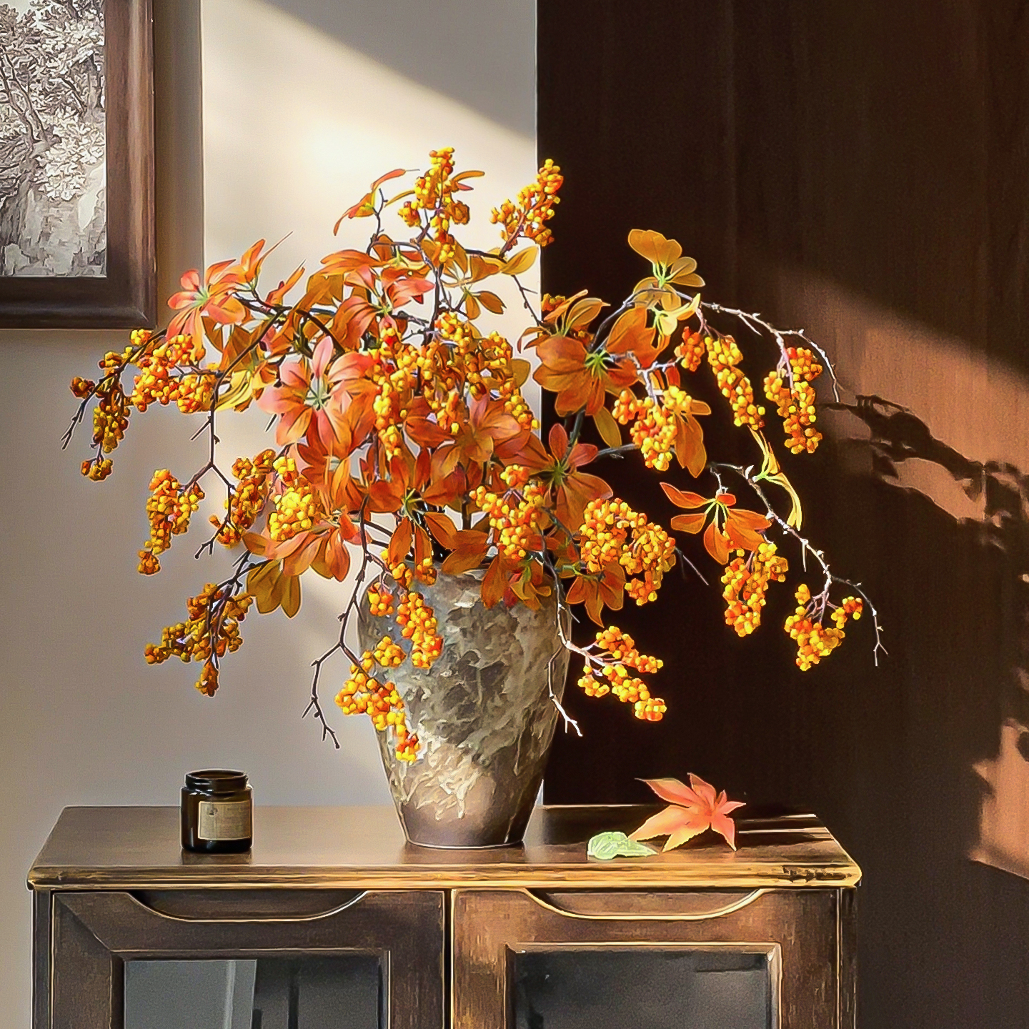 仿真花摆设高级感发财果红果