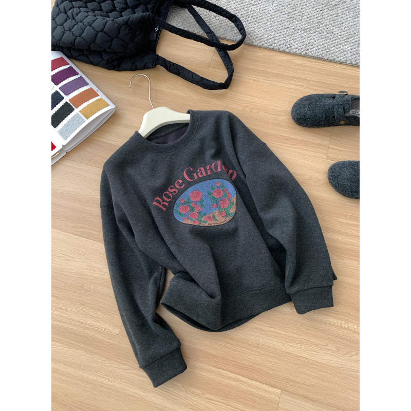 JMHHLL深灰色加绒套头卫衣