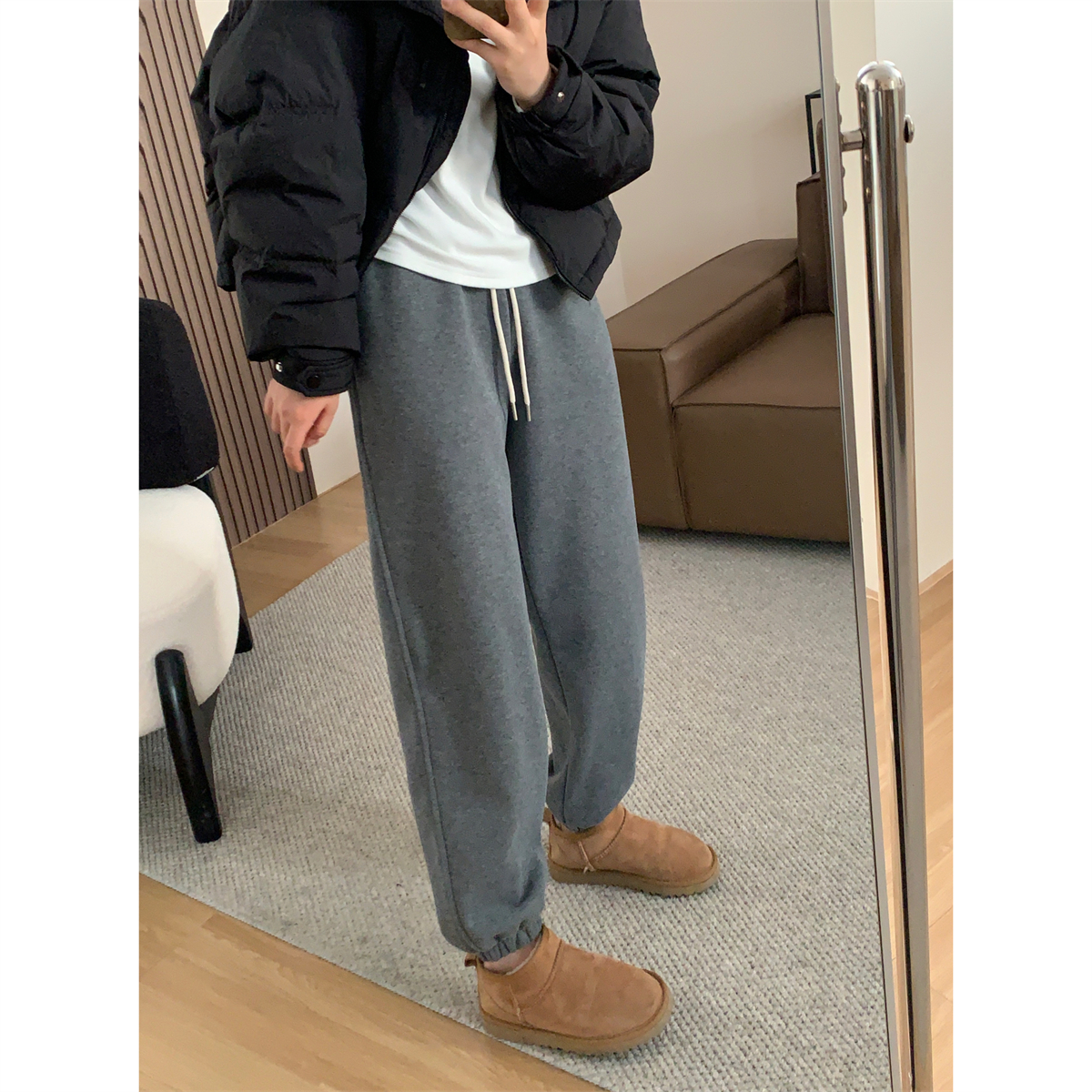 小暖炉加绒裤宽松休闲束脚裤