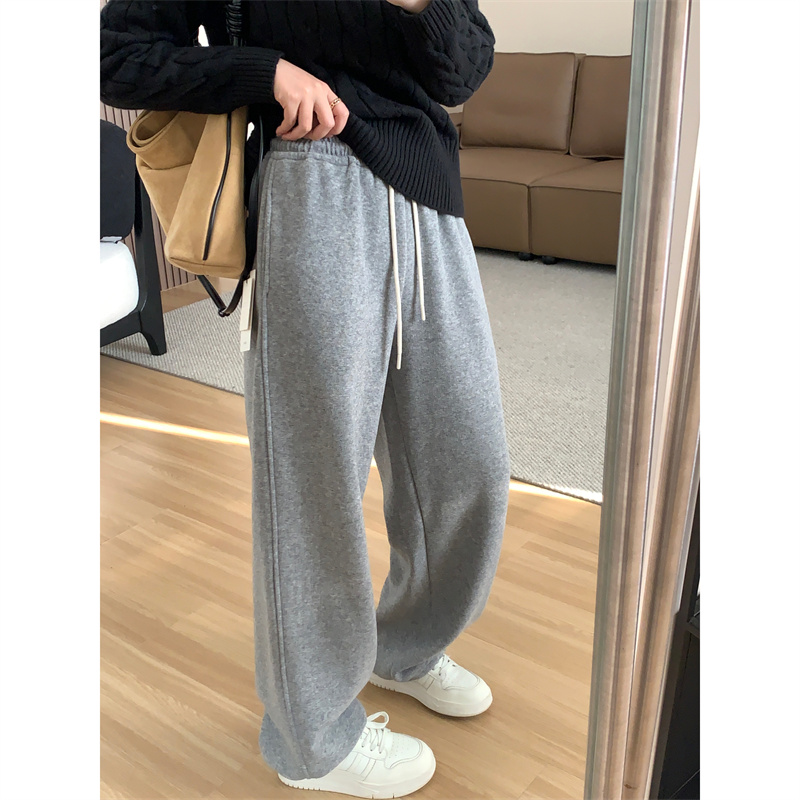 加绒加厚直筒束脚两穿毛巾裤