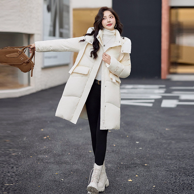 羽绒服女中长款2026年新款冬装韩版时尚宽松面包服白鸭绒保暖外套