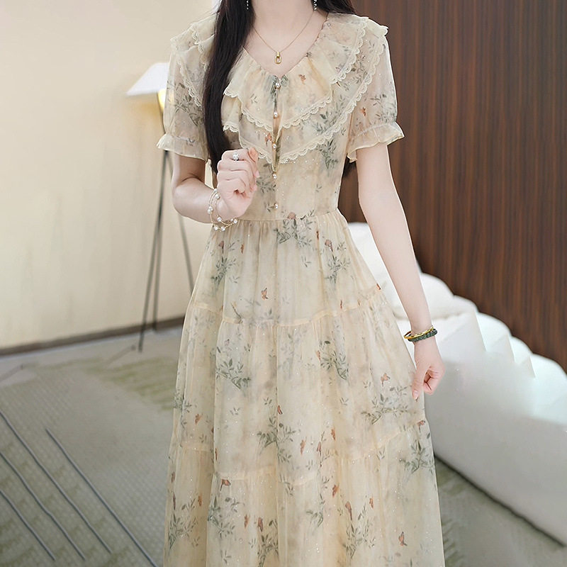时尚连衣裙2026新款女夏季收腰显瘦时尚感气质名媛时尚潮流翠裙子