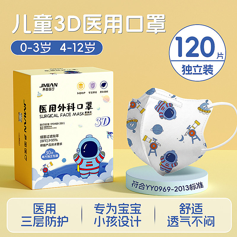 界面儿童医用外科口罩独立包装图片