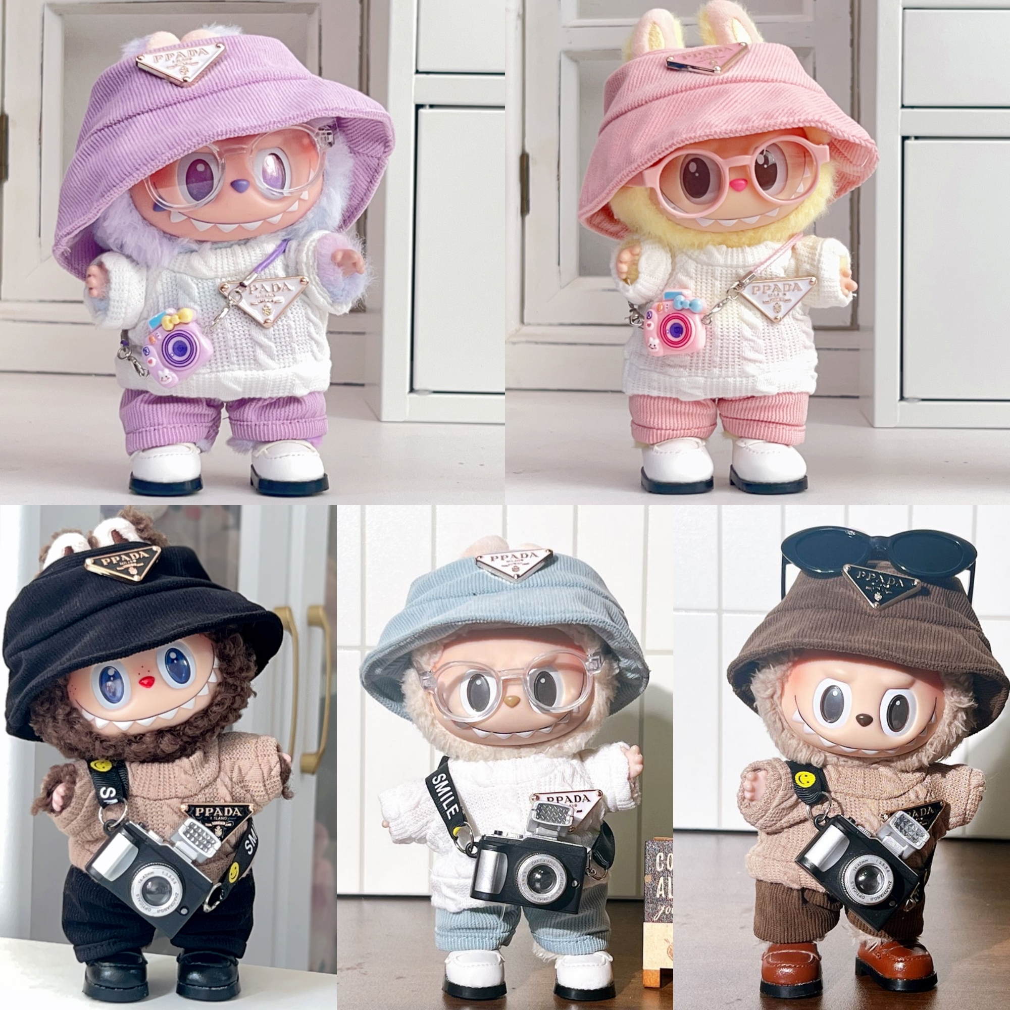 labubu娃衣一二三代灯芯绒帽子