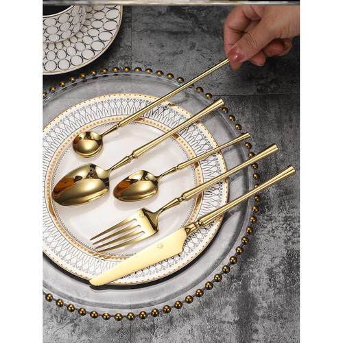 Nordic stainless steel steak knife, fork and spoon set