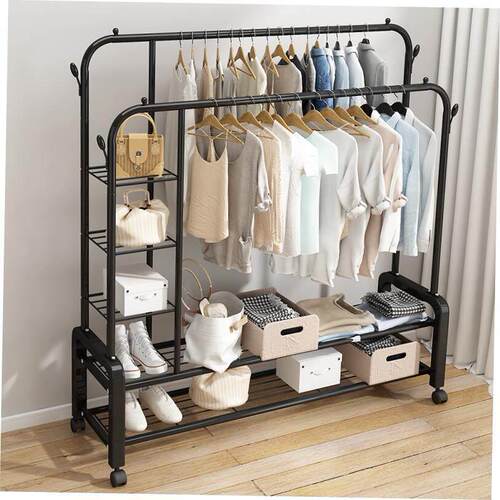 Simple floor coat rack multi-function hanger single-bar
