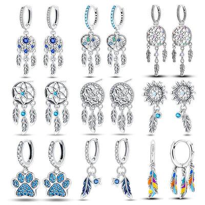 Real 925 Sterling Silver Dream Catcher Earrings For Women Ex