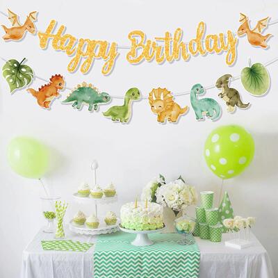 Dinosaur Happy Birthday Garland Banner Roar Dino Party Ballo