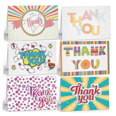 25-50PCS Colorful Folded Thank You Card Holiday Blessings Po