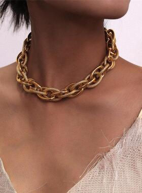Women Punk Lock Choker Necklace Pendant Thick Chain混搭项炼