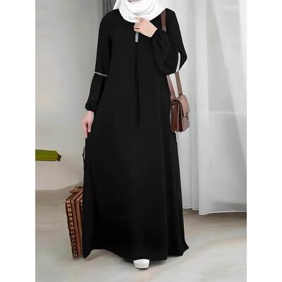 Sat Arab Fashion Long Sleeve Abaya Dress Casual Sequin Sun D