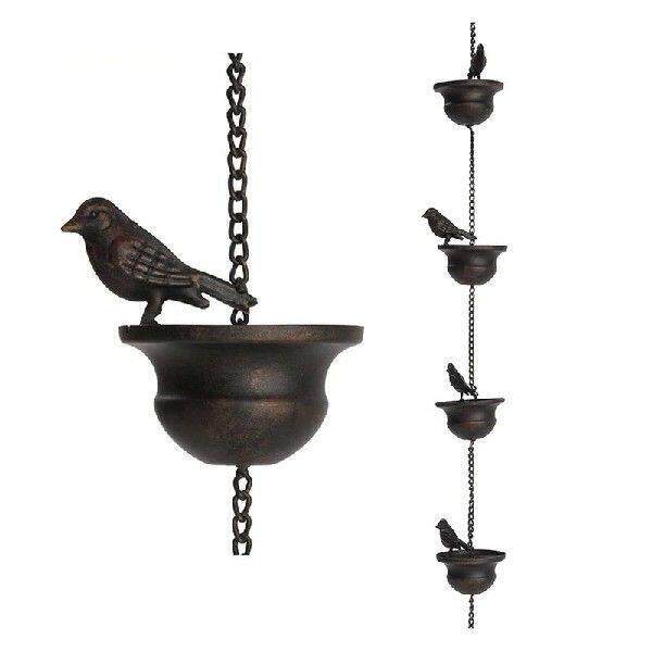 1 PCS For Gutters Mobile Birds On Cups Rain Chimes 7.8Ft