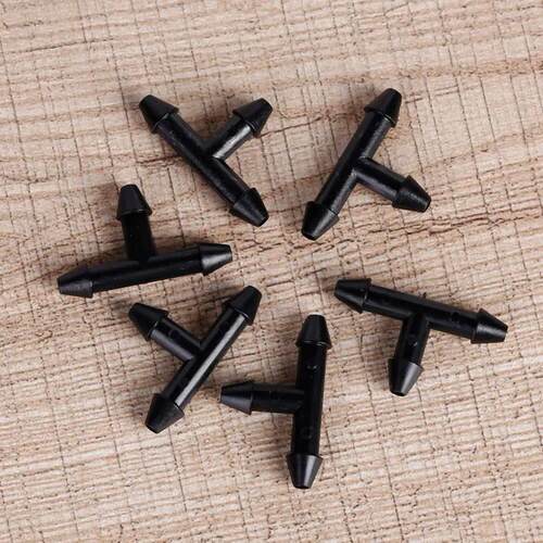 50pcs 3/5 Tee Connectors Plastic Irrigation Barbed Connector