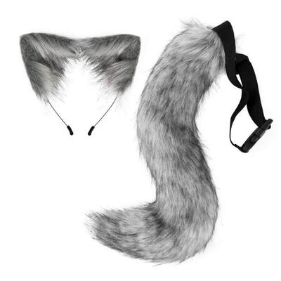 Halloween costume fox fur tail cat ear headband 狐狸尾巴耳朵