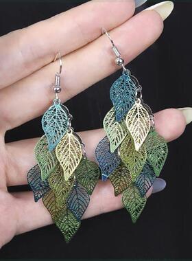 Ethnic Style Drop Earrings Small Nine Leaf Bohemian Earring