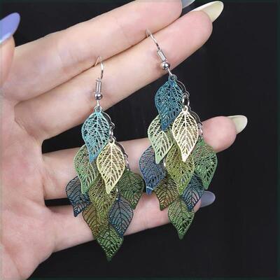 Ethnic Style Drop Earrings Small Nine Leaf Bohemian Earring