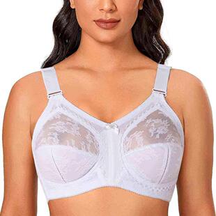 White Big Minimizer Bras Plus Size Lace Bra Women Unlined Fu