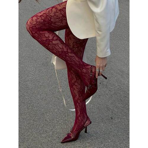 1 Pair Women Floral Patterned Tights Summer y2k Party Stocki