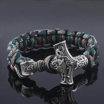 Ancient Norse Viking Men Bracelets Thor Mjolnir Hammer Parac