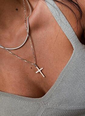cross necklace 跨境欧美多层十字架双层项炼男女嘻哈叠戴项饰