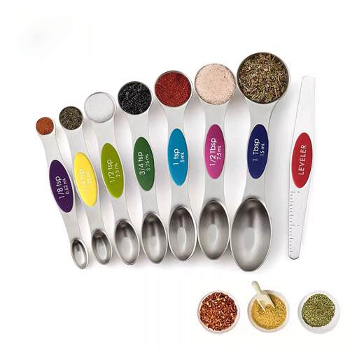 Magnetic Measuring Spoons Set Dual Sided Teaspoon Tablespoon