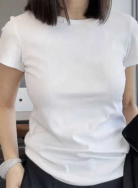白色短袖t恤女夏季2024新款韩版设计感小众净版短款别致上衣isn潮