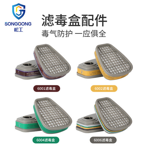 松工防毒面具梯形过滤盒防氨气硫化氢配件滤毒盒