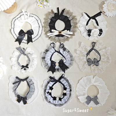 气质黑白猫咪围脖狗狗蕾丝口水巾宠物围兜可爱配饰小猫装扮布偶猫