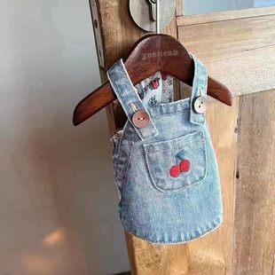 宠物狗狗猫咪牛仔裙子春夏小型犬衣服可爱时尚背带裙泰迪比熊布偶