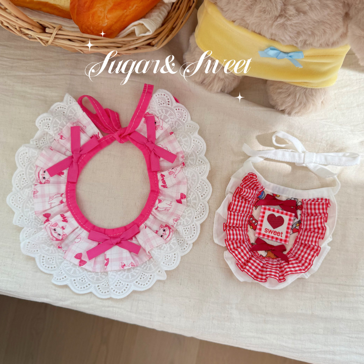 猫咪狗狗围兜可爱粉色系甜美公主花边围脖宠物配饰口水巾布偶英短