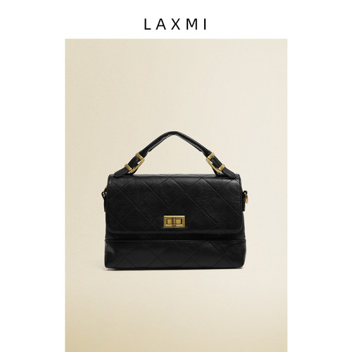 Laxmi小香风菱格黑色腋下包