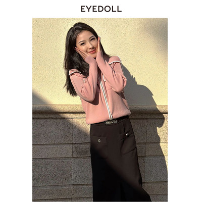 EYEDOLL【商场同款】23秋季新款时尚别致百搭翻领短款针织开衫