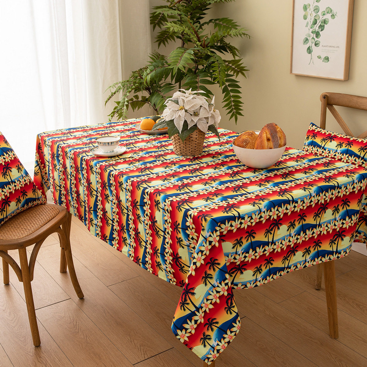 热带夏威夷桌布花色度假派对ins风桌布花朵茶几桌盖布野餐布领头