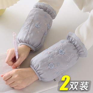 蕾丝袖套女士手袖头羽绒服专用套袖办公室上班防脏护袖儿童短款冬