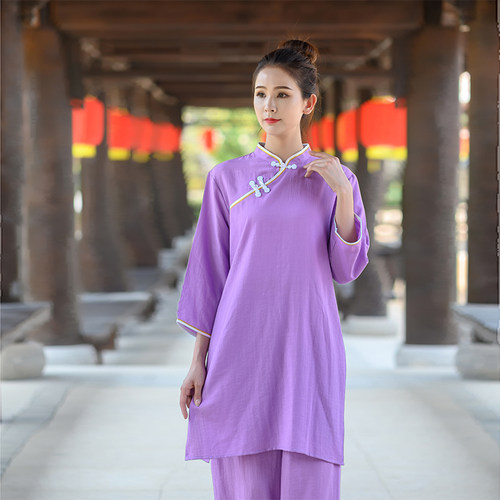 柏龄时尚夏季棉麻锦女太极武术服