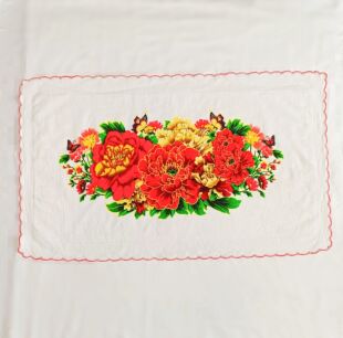 老式枕巾全棉少数民族包头巾活性印花帕子(银丝月牙边)80*48cm